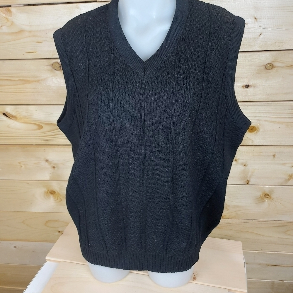 GRAN SASSO Vintage Black Knit Sweater Vest Wooblend Made In Canada Size Large